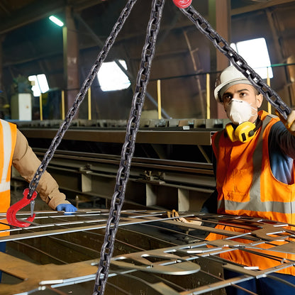 Kettengehänge, 6,35 mm x 1,52 m Hebeketten mit Haken, G80 Motorkettenzug, 3 Tonnen Hebeketten für Motorhebezeuge, Motorhebekette mit 4-Strang-Greifhaken und Verstellern