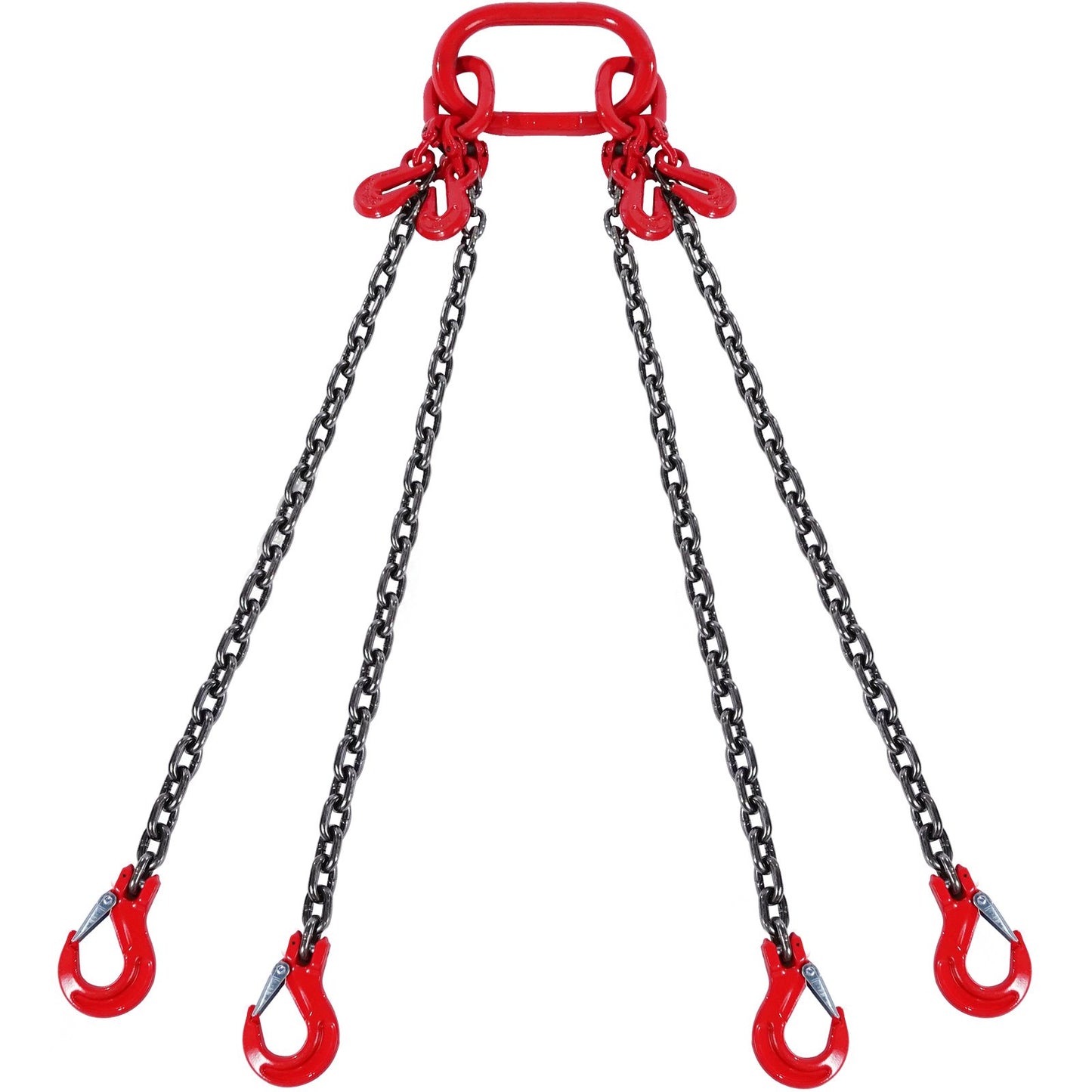 Kettengehänge, 6,35 mm x 1,52 m Hebeketten mit Haken, G80 Motorkettenzug, 3 Tonnen Hebeketten für Motorhebezeuge, Motorhebekette mit 4-Strang-Greifhaken und Verstellern