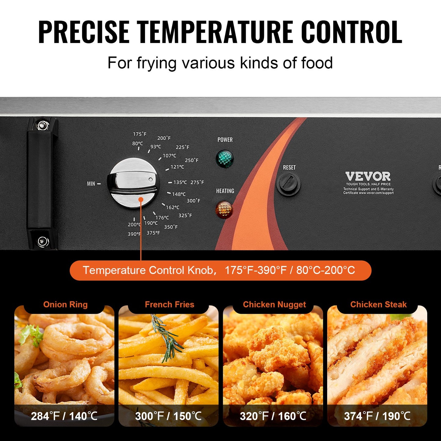 Gewerbliche Fritteuse, 3000 W, elektrische Truthahnfritteuse mit Korb, großes Fassungsvermögen (30,6 qt / 29 l), Tischgerät, Edelstahl, Temperaturregelung, für Gastronomiebetriebe, Silber