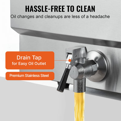 Gewerbliche Fritteuse, 3000 W, elektrische Truthahnfritteuse mit Korb, großes Fassungsvermögen (30,6 qt / 29 l), Tischgerät, Edelstahl, Temperaturregelung, für Gastronomiebetriebe, Silber