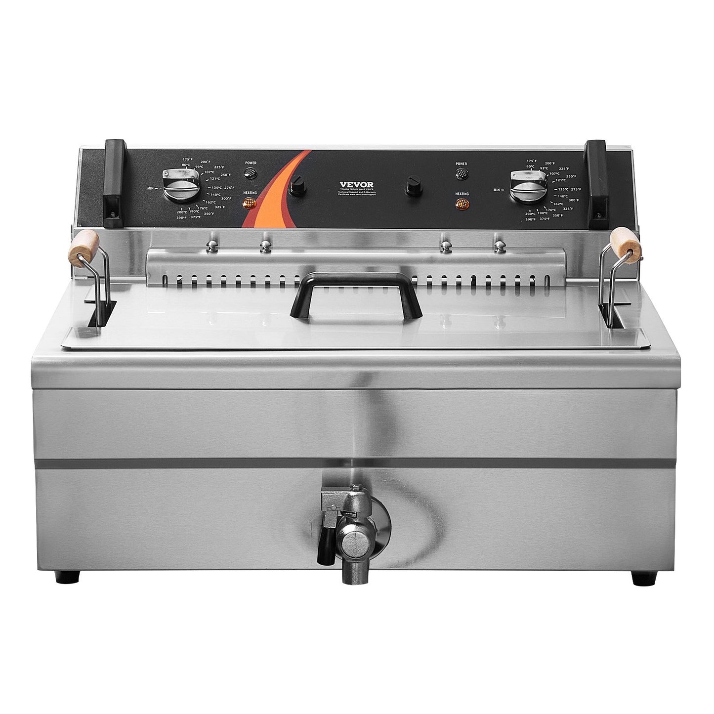 Gewerbliche Fritteuse, 3000 W, elektrische Truthahnfritteuse mit Korb, großes Fassungsvermögen (30,6 qt / 29 l), Tischgerät, Edelstahl, Temperaturregelung, für Gastronomiebetriebe, Silber