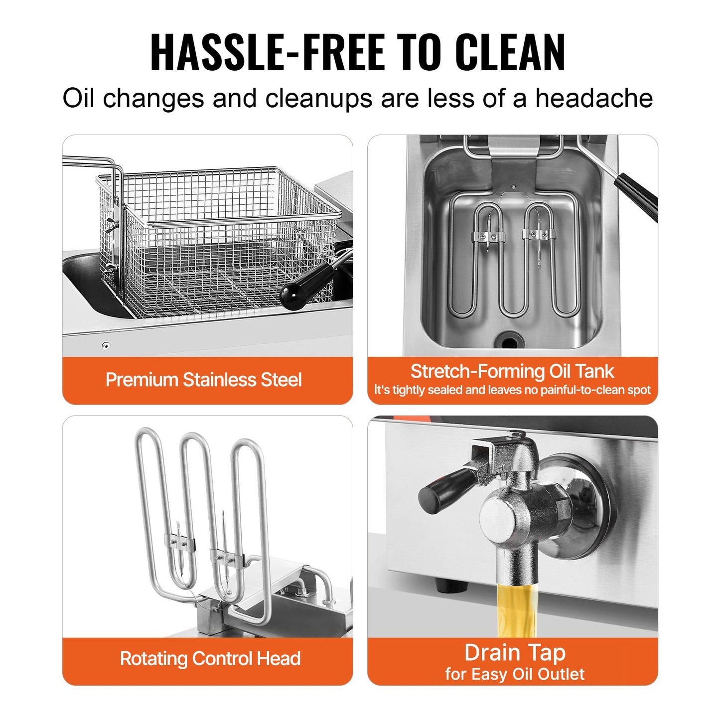 Gewerbliche Fritteuse, 1750 W, elektrische Tischfritteuse mit Frittierkorb, 8,5 l Fassungsvermögen, 1 mm dickes Edelstahlgehäuse, Zeit- und Temperaturregelung, für den Einsatz in der Gastronomie, Silber