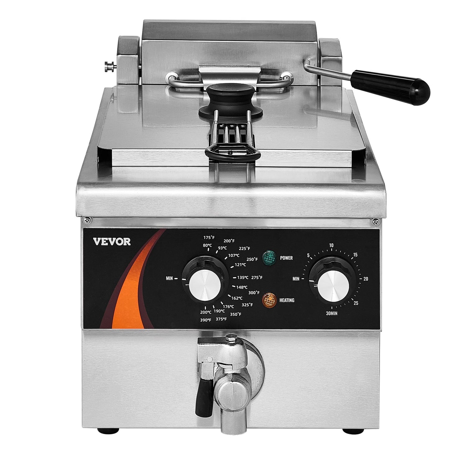 Gewerbliche Fritteuse, 1750 W, elektrische Tischfritteuse mit Frittierkorb, 8,5 l Fassungsvermögen, 1 mm dickes Edelstahlgehäuse, Zeit- und Temperaturregelung, für den Einsatz in der Gastronomie, Silber