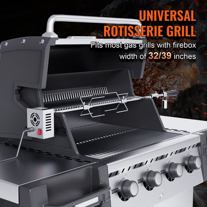 Universelles Grill-Drehspieß-Set, BBQ-Bräter, 81,3 cm/99,1 cm Spießstange, Elektromotor