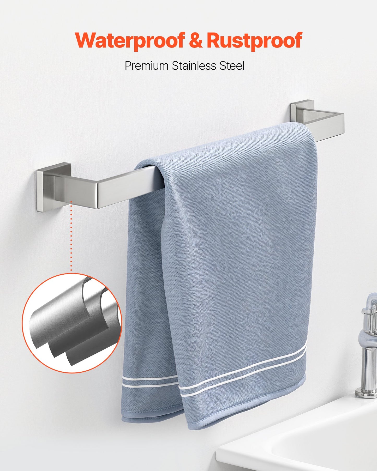 Brushed Nickel Bathroom Hardware Set, 5 Pieces Bathroom Accessories Set, Stainless Steel 24 inch Towel Bar, Towel Rack, 2 Robe Towel Hooks, Toilet Paper Holder for Bath Room, Wall Mounted