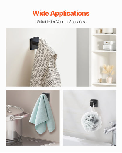 Matte Black Bathroom Hardware Set, 4 Pieces Stainless Steel Bathroom Accessories Set, 24-inch Towel Bar, Towel Ring, Robe Towel Hook, Toilet Paper Holder, for Bath Room, Wall Mounted