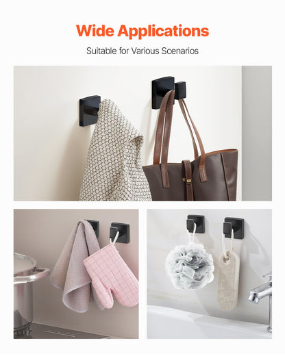 Matte Black Bathroom Hardware Set, 5 Pieces Stainless Steel Bathroom Accessories Set, 24-inch Towel Bar, Towel Rack, 2 Robe Towel Hooks, Toilet Paper Holder, for Bath Room, Wall Mounted