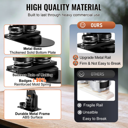 Buttonmaschine, Stanzpresse für verschiedene Größen (1,25 + 2,25 Zoll), Bastelset für Kinder, Anstecknadel-Set mit 500 Buttonteilen, Kreisschneider und Zauberbuch