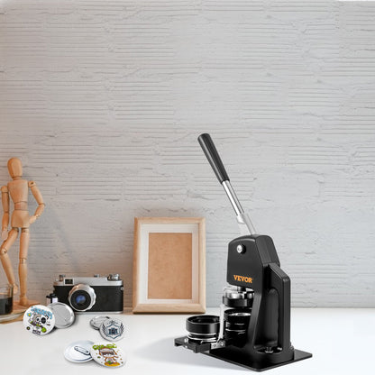 Buttonmaschine, Stanzpresse für verschiedene Größen (1,25 + 2,25 Zoll), Bastelset für Kinder, Anstecknadel-Set mit 500 Buttonteilen, Kreisschneider und Zauberbuch