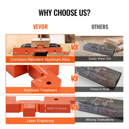 Frästisch-Einstellleisten, 14-teilig, Präzisions-Einstellblöcke aus Aluminium mit Höhenlehre, lasergravierten Größenmarkierungen und Aufbewahrungskoffer, zur Messung von Tiefe, Höhe und Winkel, für Frästisch- und Sägezubehör
