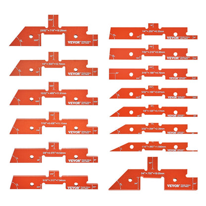 Frästisch-Einstellleisten, 14-teilig, Präzisions-Einstellblöcke aus Aluminium mit Höhenlehre, lasergravierten Größenmarkierungen und Aufbewahrungskoffer, zur Messung von Tiefe, Höhe und Winkel, für Frästisch- und Sägezubehör
