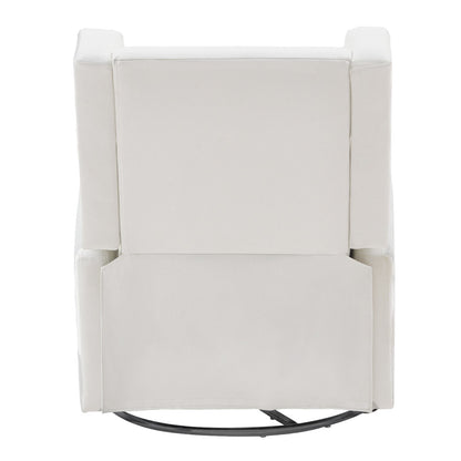 Electronic Power Recliner and Swivel Glider, 113.4 kg Weight Capacity Swivel Glider Recliner Chair with Adjustable Angle, Polyester Surface Recliner Rocker for Living Room, Bedroom, Off White