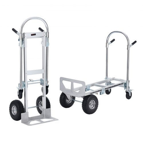 Aluminum Hand Truck, 2 in 1, 1000 lbs Load Capacity, Heavy Duty Industrial Convertible Folding Hand Truck and Dolly, Utility Cart Converts from Hand Truck to Platform Cart with Rubber Wheels