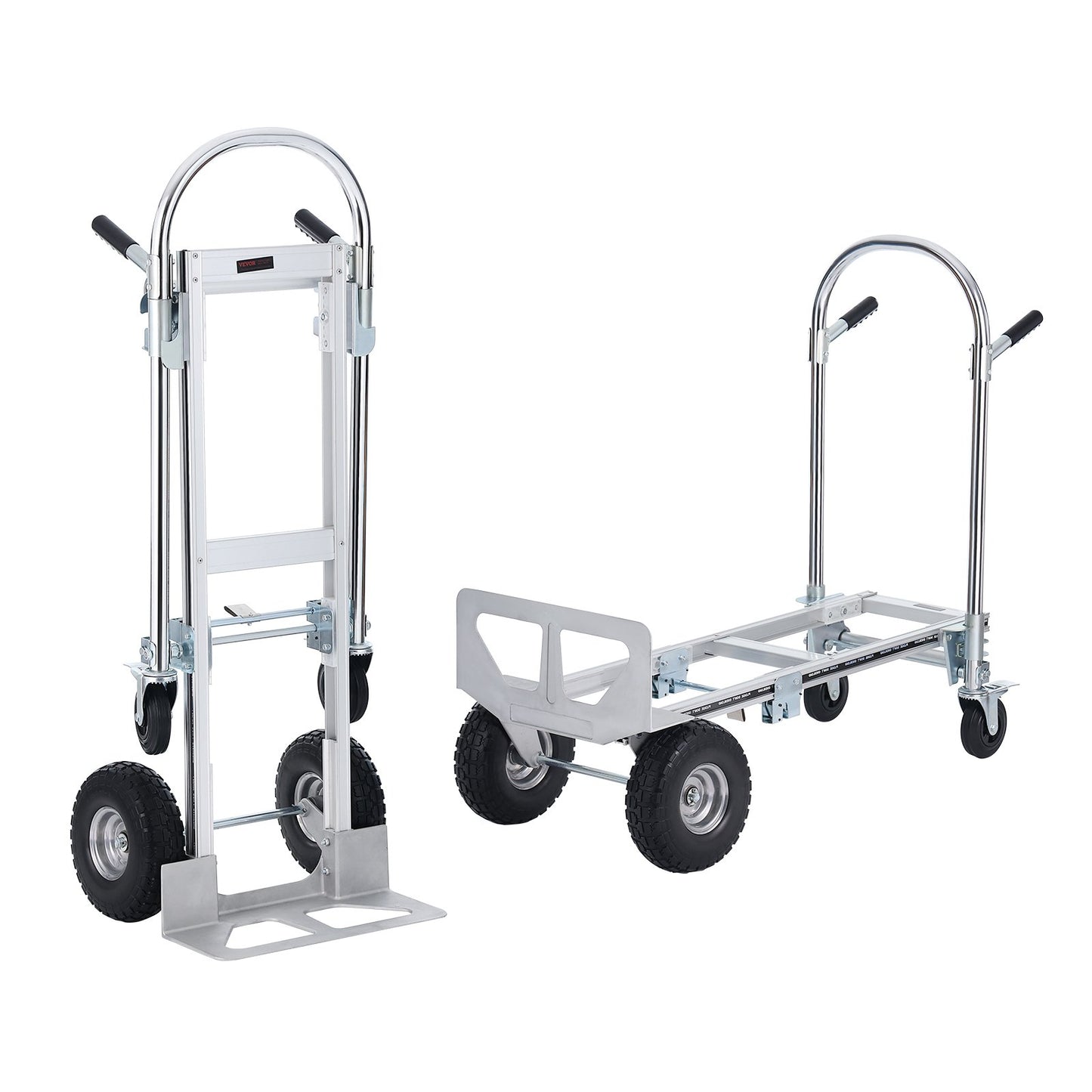 Aluminum Hand Truck, 2 in 1, 1000 lbs Load Capacity, Heavy Duty Industrial Convertible Folding Hand Truck and Dolly, Utility Cart Converts from Hand Truck to Platform Cart with Rubber Wheels