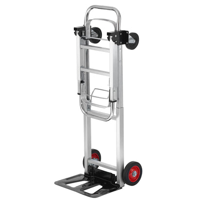 Aluminum Hand Truck, 2 in 1, 181.4 kg Load Capacity, Heavy Duty Industrial Convertible Folding Hand Truck and Dolly, Utility Cart Converts from Hand Truck to Platform Cart with Rubber Wheels