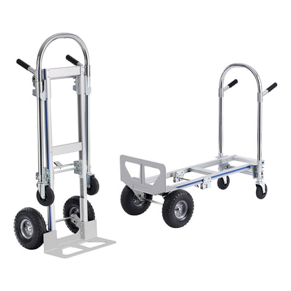 Aluminum Hand Truck, 2 in 1, 362.9 kg Load Capacity, Heavy Duty Industrial Convertible Folding Hand Truck and Dolly, Utility Cart Converts from Hand Truck to Platform Cart with Rubber Wheels