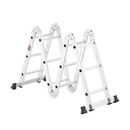 Multi-Purpose Folding Ladder, 7-in-1 Tall Step Ladder, A Frame 3 Step Adjustable Telescoping Ladder, 12ft Reach Height Heavy Duty Extension Ladder, 330 lbs Capacity for Household Outdoor Work