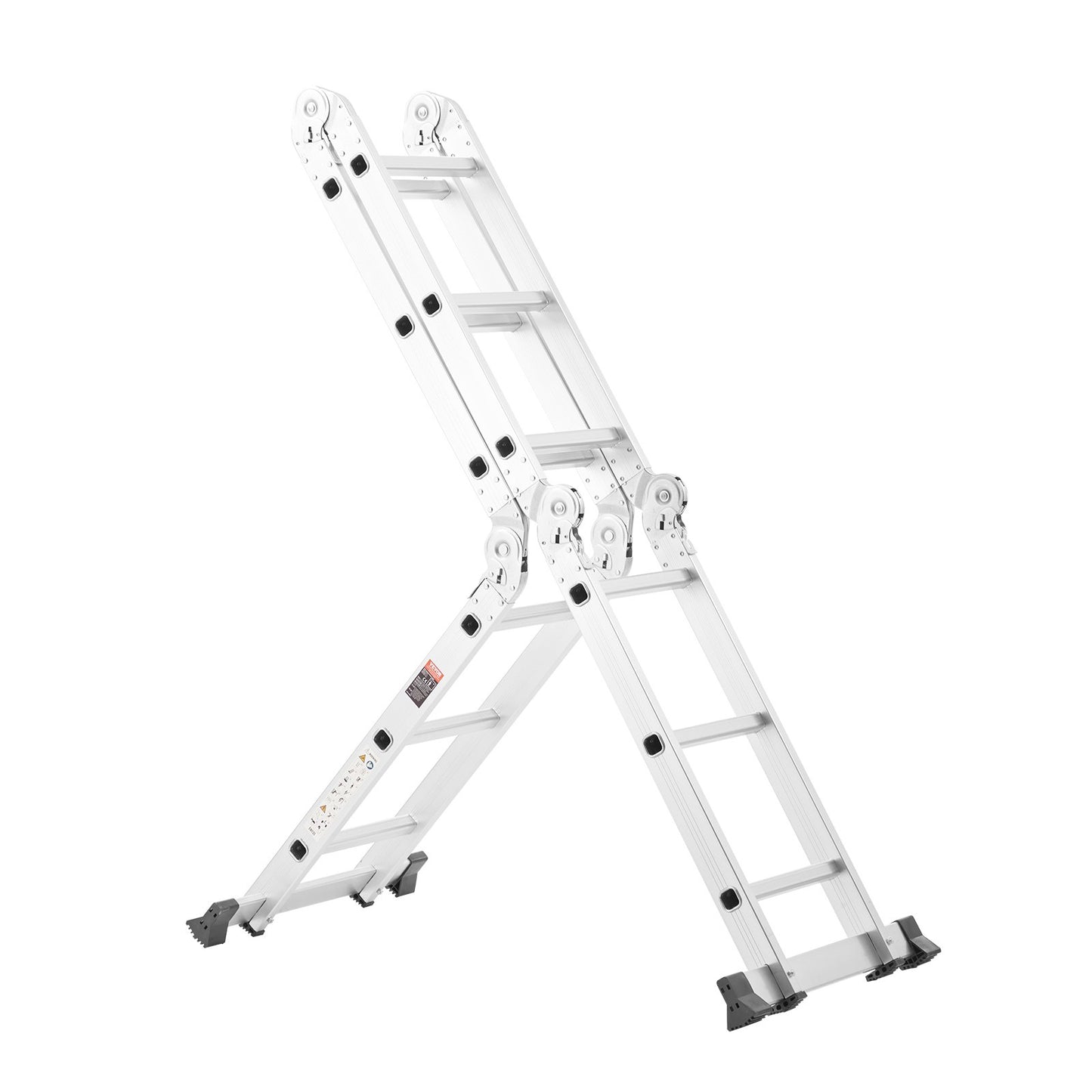 Multi-Purpose Folding Ladder, 7-in-1 Tall Step Ladder, A Frame 3 Step Adjustable Telescoping Ladder, 12ft Reach Height Heavy Duty Extension Ladder, 330 lbs Capacity for Household Outdoor Work