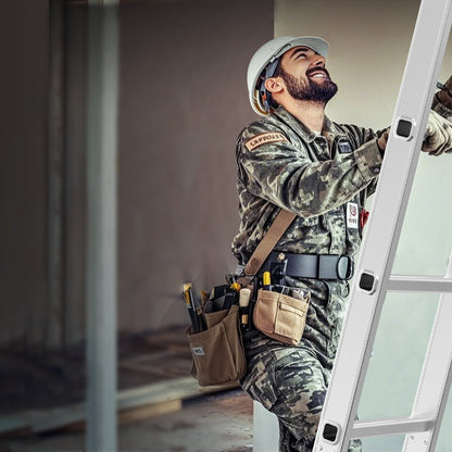 Multi-Purpose Folding Ladder, 7-in-1 Tall Extension Step Ladder, A Frame 4 Step Telescoping Ladder, 15.5ft Reach Height Heavy Duty Adjustable Ladder, 330 lbs Capacity for Home Outdoor