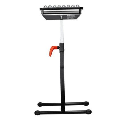 Rollenständer, Tragkraft 136 kg, höhenverstellbar von 68 bis 108 cm, klappbar, robust, mit poliertem, multidirektionalem 29,2 cm Rollenkopf, zur Verlängerung des Auslaufs von Tischkreissägen für die Holzbearbeitung.