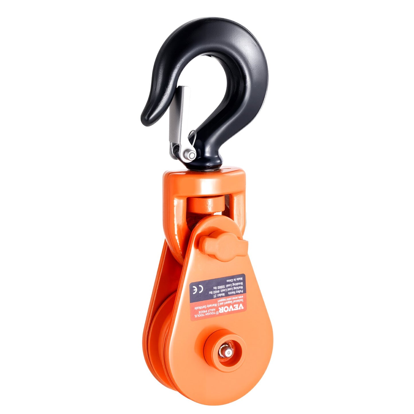 2 Ton Snatch Block with Swivel Hook, 3" Sheave 3/8" Inch Wire Rope, Heavy Duty Snatch Block Pulley 4400 lbs for Towing and Recovery operations on Tow Truck Rollback Wrecker Car Hauler Winches