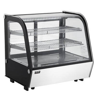 Refrigerated Display Case, 4.2 Cu.Ft./115L Countertop Pastry Display Case, 2-Tier Commercial Display Refrigerator with LED Lighting, TURBO Cooling, Frost-Free Air-Cooling, for Bakery