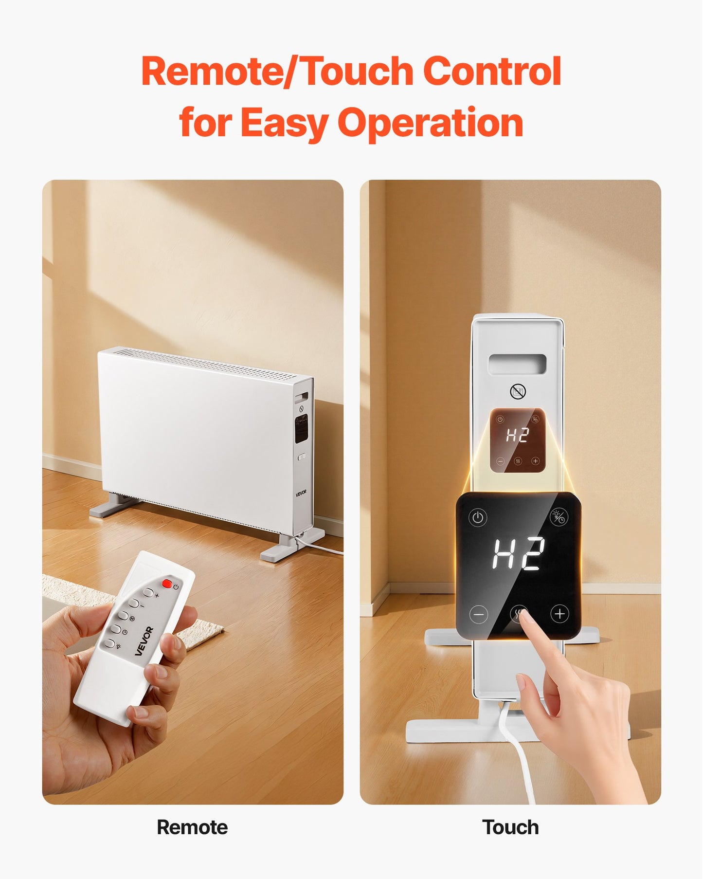 Convection Panel Heater, 2000W Electric Panel Space Heater with Remote & Touch Control, 3 Modes, 24H Timer, Stand or Wall Mount Design with Anti-Tipping & Overheat Protection for Home and Office