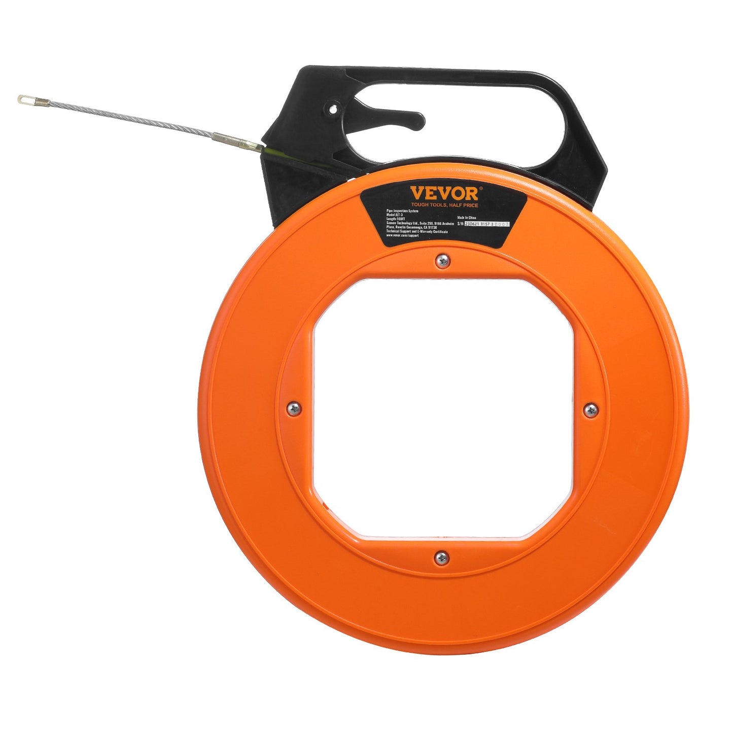 Fish Tape, 30.5m, 4.8mm, Fiberglass Wire Puller with Optimized Housing and Handle, Easy-to-Use Cable Puller Tool, Flexible Wire Fishing Tools for Wall and Electrical Conduit, Non-Conductive