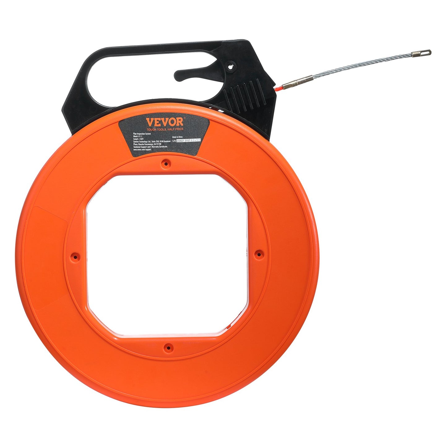 Fish Tape, 38.1m, 4.5mm, PET Wire Puller with Optimized Housing and Handle, Easy-to-Use Cable Puller Tool, Flexible Wire Fishing Tools for Walls and Electrical Conduit, Non-Conductive