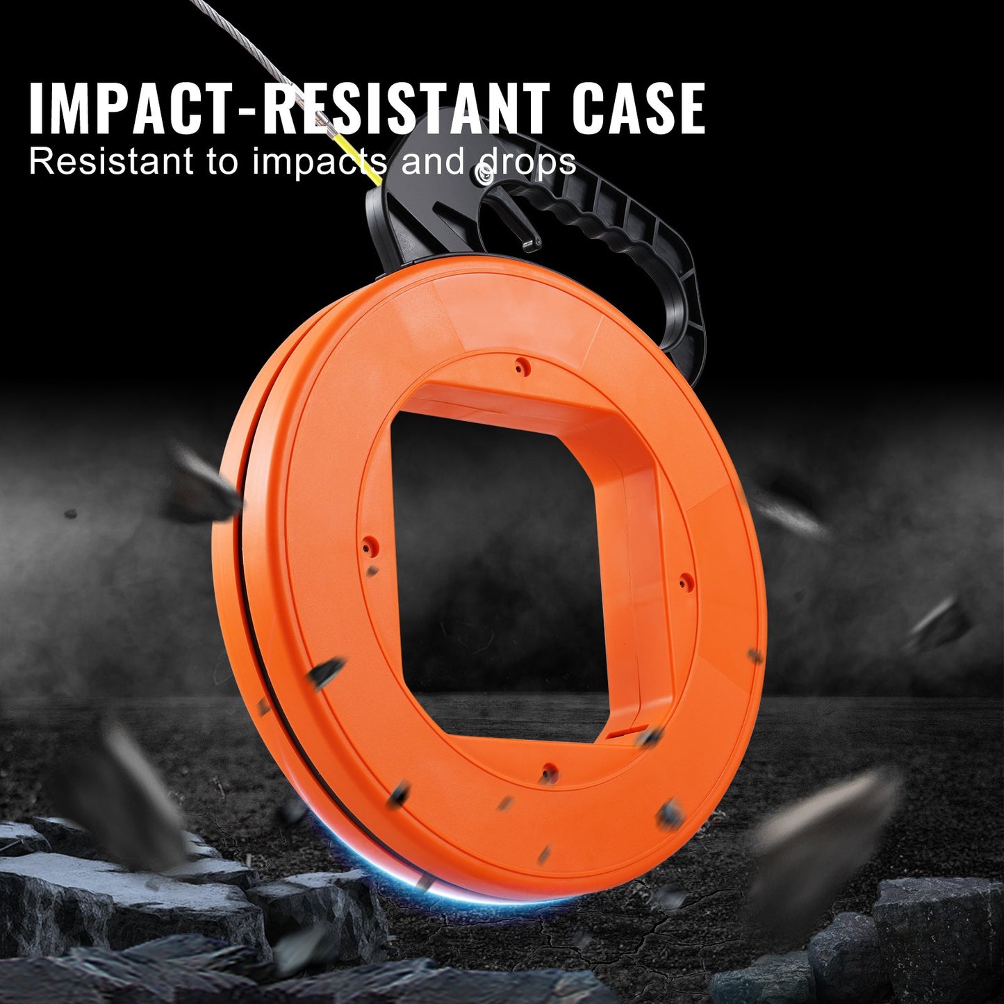 Fish Tape Wire Cable Line Puller 30.5 m-4.23 mm (100ft 1/6in) Fiberglass High Plastic Case