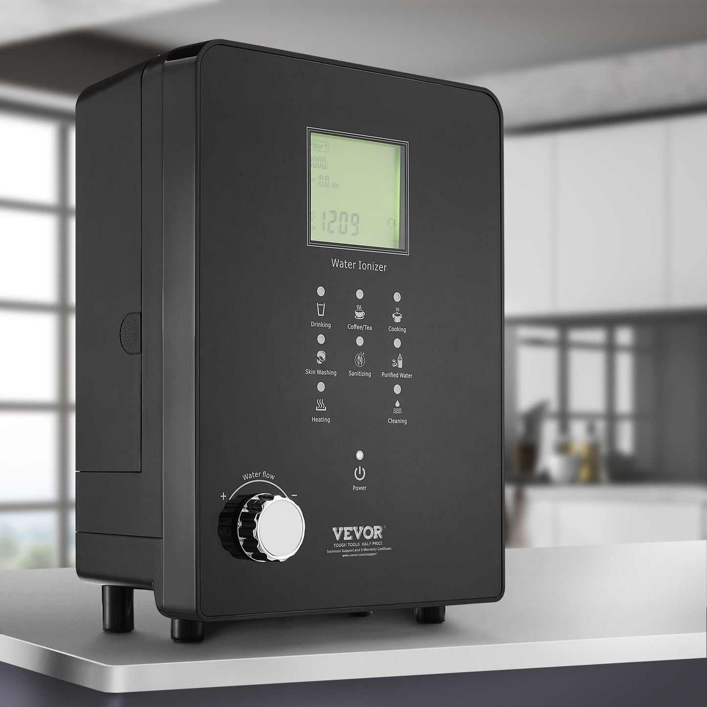 Alkaline Water Ionizer Machine, pH 3-11.2 Alkaline Acidic Hydrogen Water Purifier, 6 Water Settings Home Filtration System, Up to -800mV ORP, 9000L Per Filter, UV Function, Water Heating