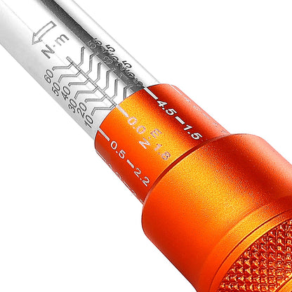 Drehmomentschlüssel-Set, 3/8"-Antrieb, 5–60 Nm / 3,7–44,3 lbf·ft, bidirektional, 72 Zähne, ±3 % hohe Präzision, mit Steckschlüsseln, Bits, Verlängerung, Zündkerzensteckschlüsseln, Adapter, Orange