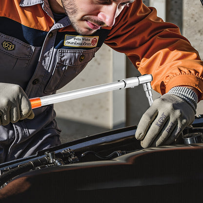 Verstellbarer Drehmomentschlüssel mit Klickfunktion, 1/2"-Antrieb, 20–160 lbf-ft/27,1–216,8 Nm, Skala mit zwei Messrichtungen und zwei Messbereichen, 72 Zähne, ±2 % Genauigkeit, mit austauschbarem Backen- und Ratschenkopfadapter