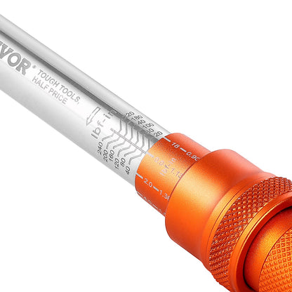 Drehmomentschlüssel-Set, 1/4"-Antrieb, 20–240 lbf-in / 2,3–27,1 Nm, bidirektionale und zweistufige Skala, 72 Zähne, ±3 % hohe Präzision, mit Bits, Steckschlüsseln, Adaptern und Verlängerung, Orange