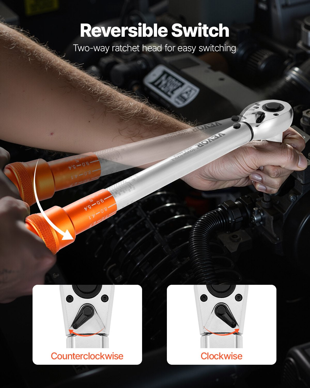 Click Torque Wrench Set, 3 Pieces, 1/4, 3/8, 1/2 Inch Drive, 10-170 lbf-ft, 5-45 lbf-ft, 20-240 lbf-in, Dual-direction and Dual Range Scales, 72-Tooth, ±3% High Precision, for Bicycle Repair