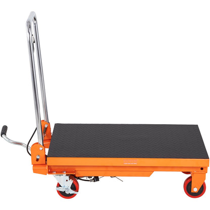Hydraulic Lift Table Cart, 330lbs Capacity 28.5" Lifting Height, Manual Single Scissor Lift Table with 4 Wheels and Non-slip Pad, Hydraulic Scissor Cart for Material Handling and Transportation