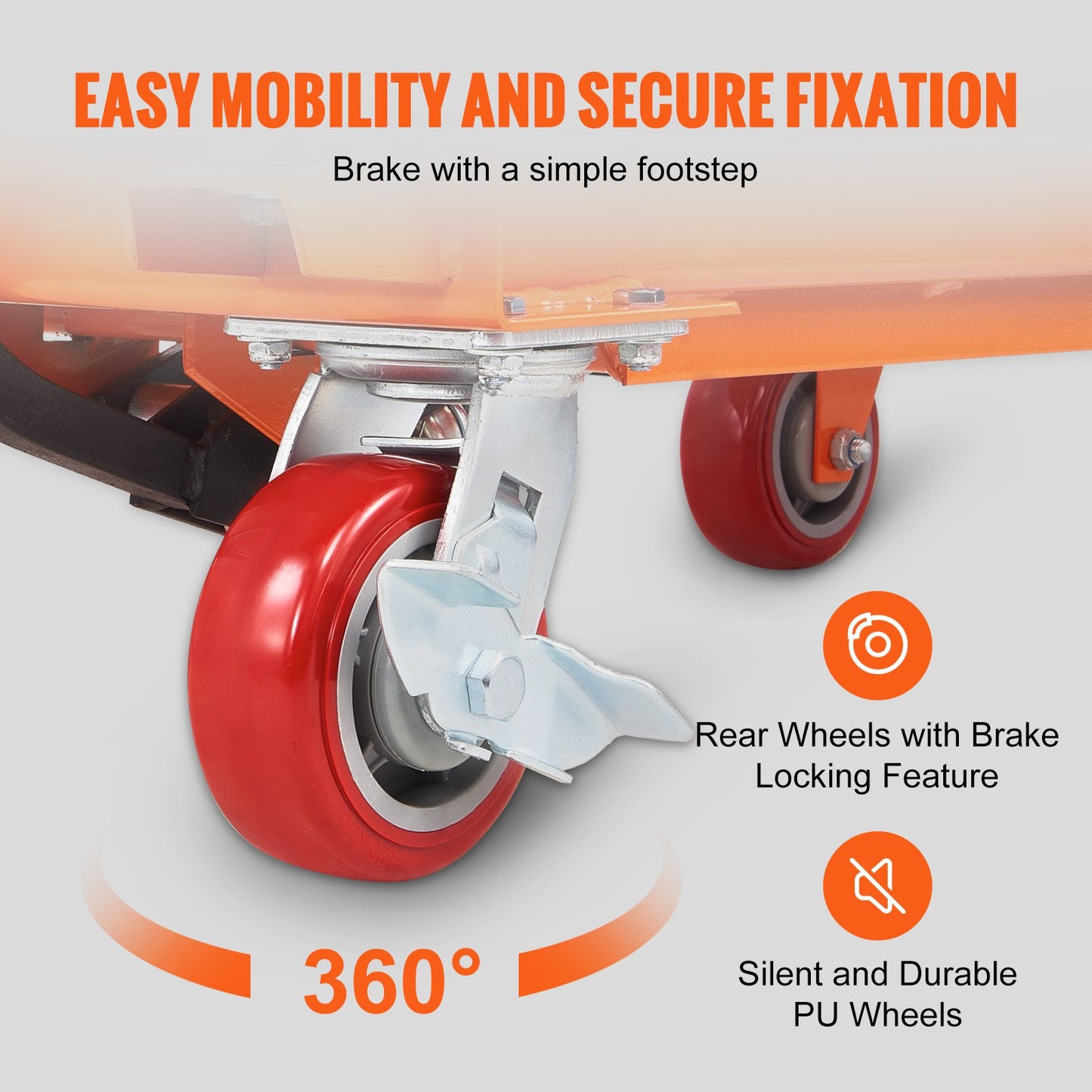 Hydraulic Lift Table Cart, 1100lbs Capacity 35.4" Lifting Height, Manual Single Scissor Lift Table with 4 Wheels and Non-slip Pad, Hydraulic Scissor Cart for Material Handling and Transportation