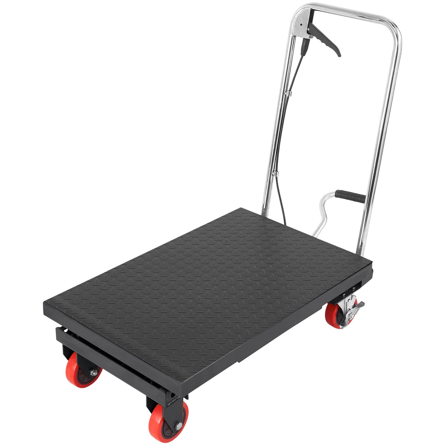 Hydraulic Lift Table Cart, 500lbs Capacity 28.5" Lifting Height, Manual Single Scissor Lift Table with 4 Wheels and Non-slip Pad, Hydraulic Scissor Cart for Material Handling, Black