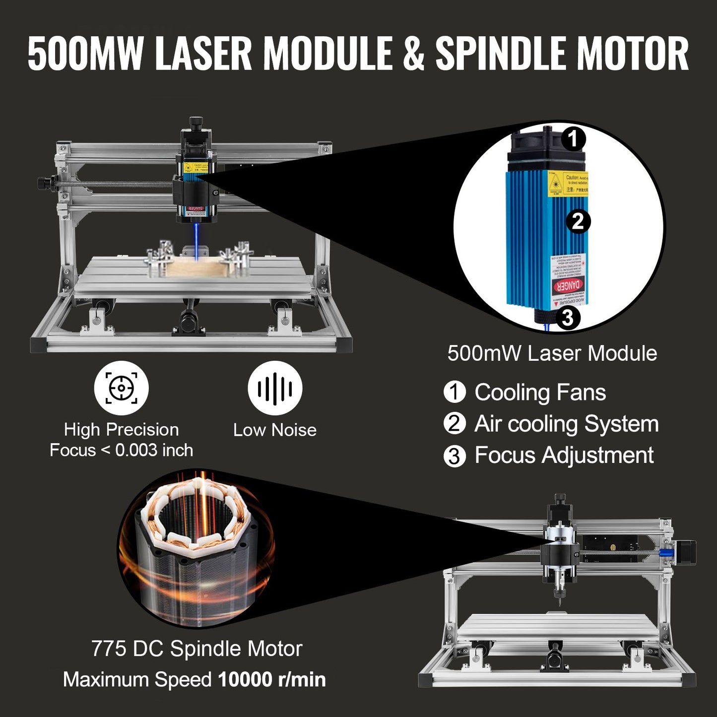CNC 3018 Fräskit mit 500mW Lasergravierer (GRBL-Spritzguss)
