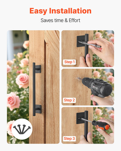 Barn Door Handle, 320 mm Rustic Fence Gate Handle, Rust-Resistant Coating, Heavy Duty Carbon Steel Outdoor Gate Handles, Easy to Install, Metal Sliding Door Pulls for Garage Shed Closet Pantry