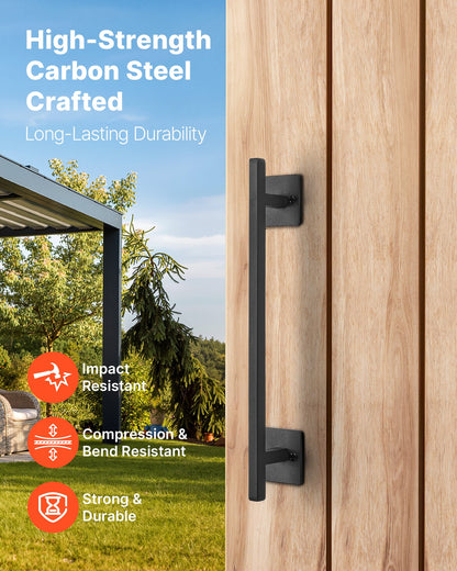 Barn Door Handle, 2Pcs 320 mm Rustic Fence Gate Handle, Rust-Resistant Coating, Heavy Duty Carbon Steel Outdoor Gate Handles, Easy to Install, Metal Sliding Door Pulls for Garage Shed Closet