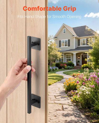 Barn Door Handle, 2Pcs 320 mm Rustic Fence Gate Handle, Rust-Resistant Coating, Heavy Duty Carbon Steel Outdoor Gate Handles, Easy to Install, Metal Sliding Door Pulls for Garage Shed Closet