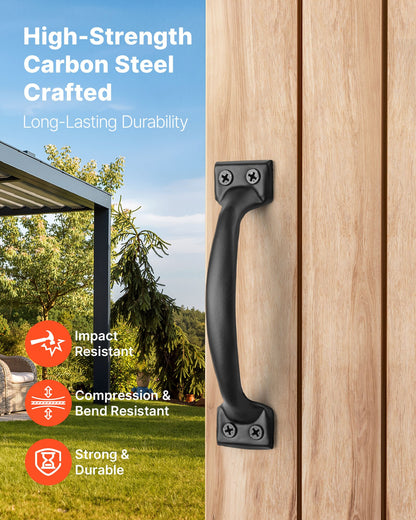 Barn Door Handle, 4Pcs 152 mm Rustic Fence Gate Handle, Rust-Resistant Coating, Heavy Duty Carbon Steel Outdoor Gate Handles, Easy to Install, Metal Sliding Door Pulls for Garage Shed Closet