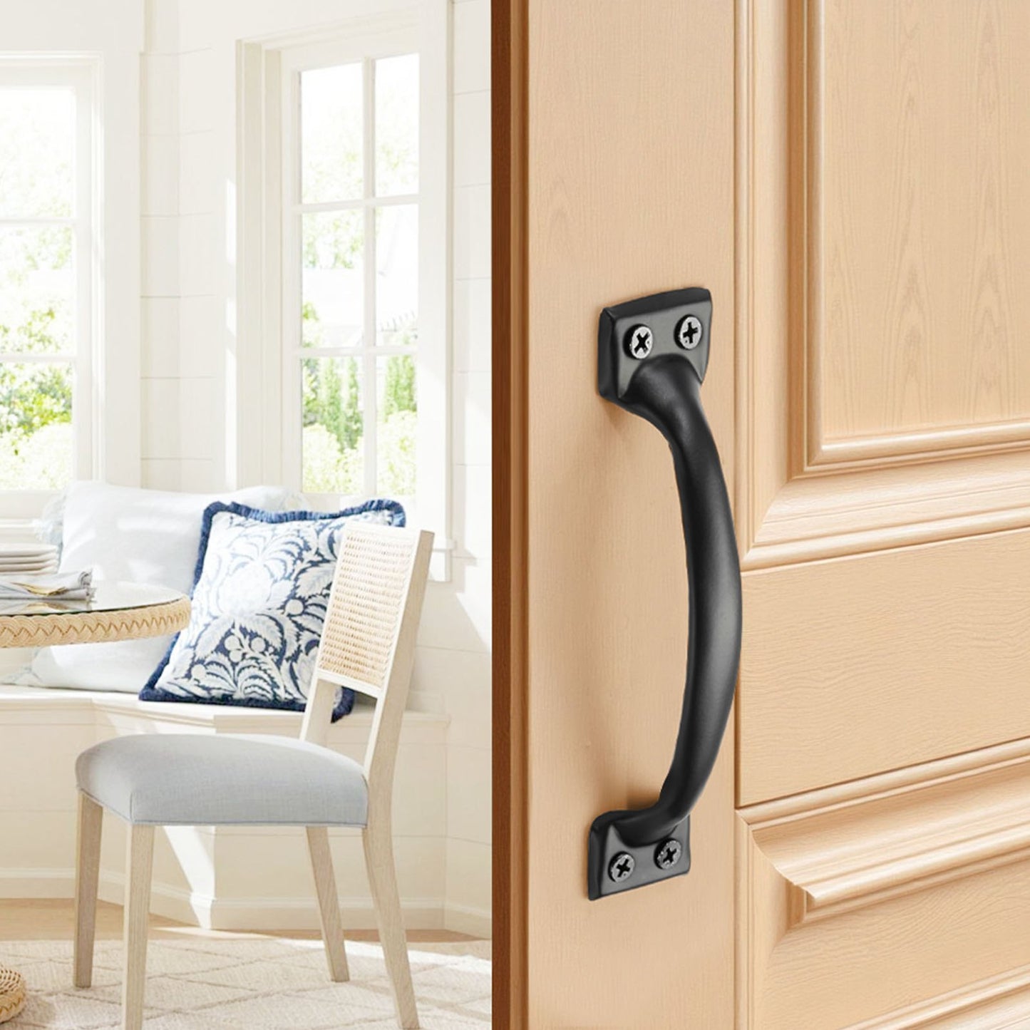 Barn Door Handle, 4Pcs 152 mm Rustic Fence Gate Handle, Rust-Resistant Coating, Heavy Duty Carbon Steel Outdoor Gate Handles, Easy to Install, Metal Sliding Door Pulls for Garage Shed Closet