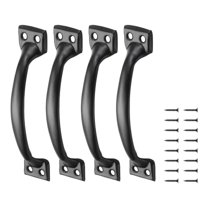 Barn Door Handle, 4Pcs 152 mm Rustic Fence Gate Handle, Rust-Resistant Coating, Heavy Duty Carbon Steel Outdoor Gate Handles, Easy to Install, Metal Sliding Door Pulls for Garage Shed Closet