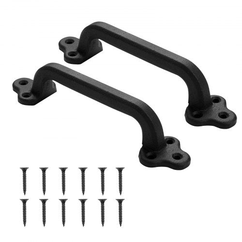 Barn Door Handle, 2Pcs 231 mm Rustic Fence Gate Handle, Rust-Resistant Coating, Heavy Duty Carbon Steel Outdoor Gate Handles, Easy to Install, Metal Sliding Door Pulls for Garage Shed Closet