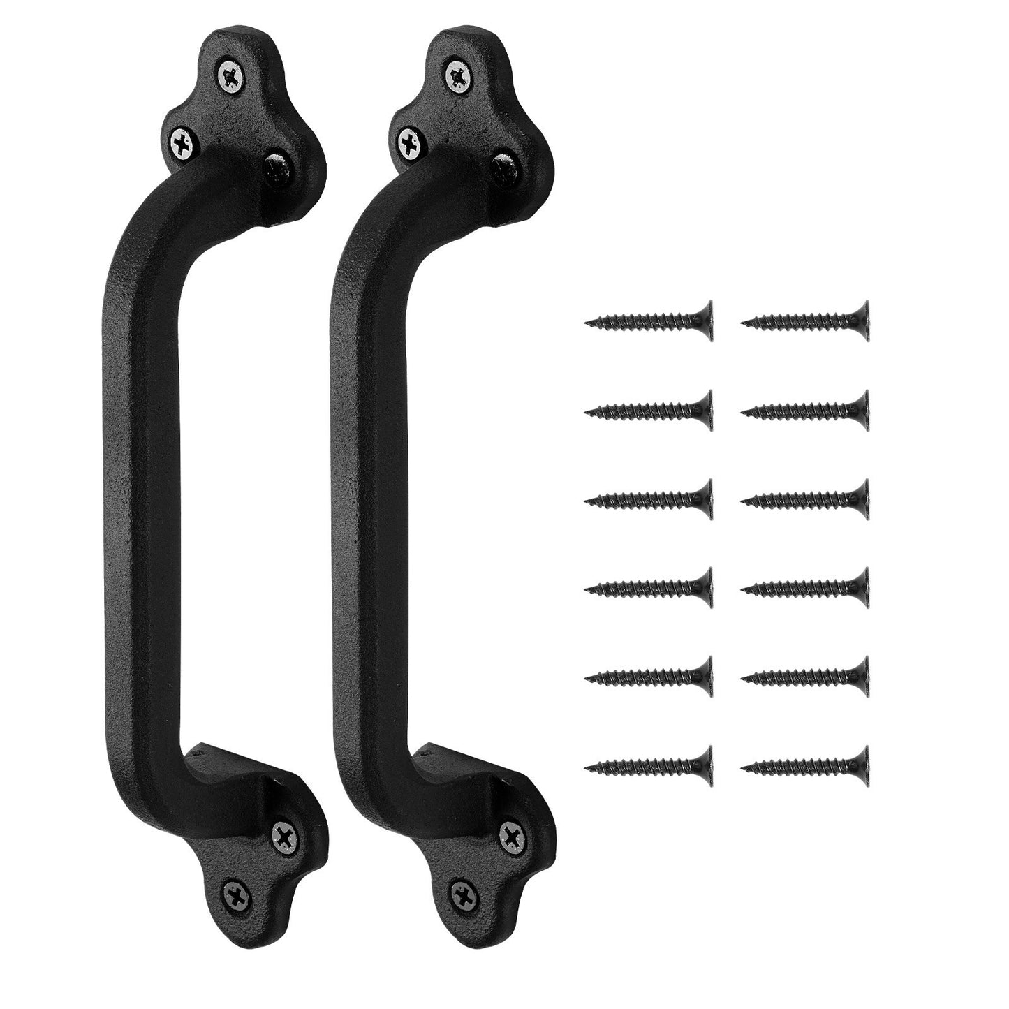 Barn Door Handle, 2Pcs 231 mm Rustic Fence Gate Handle, Rust-Resistant Coating, Heavy Duty Carbon Steel Outdoor Gate Handles, Easy to Install, Metal Sliding Door Pulls for Garage Shed Closet