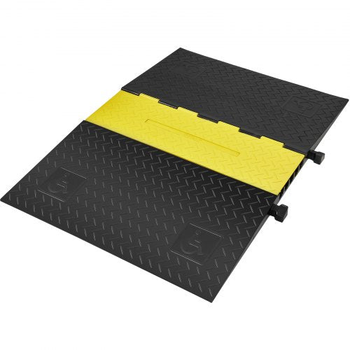 Rubber Cable Protector Ramp 114.5x80x5 cm, 5-Channel 10t Capacity Heavy Duty Wire Cover Ramp Hose Cord Ramp Driveway, Traffic Speed Bump with Flip-Open Cover for Indoor & Outdoor