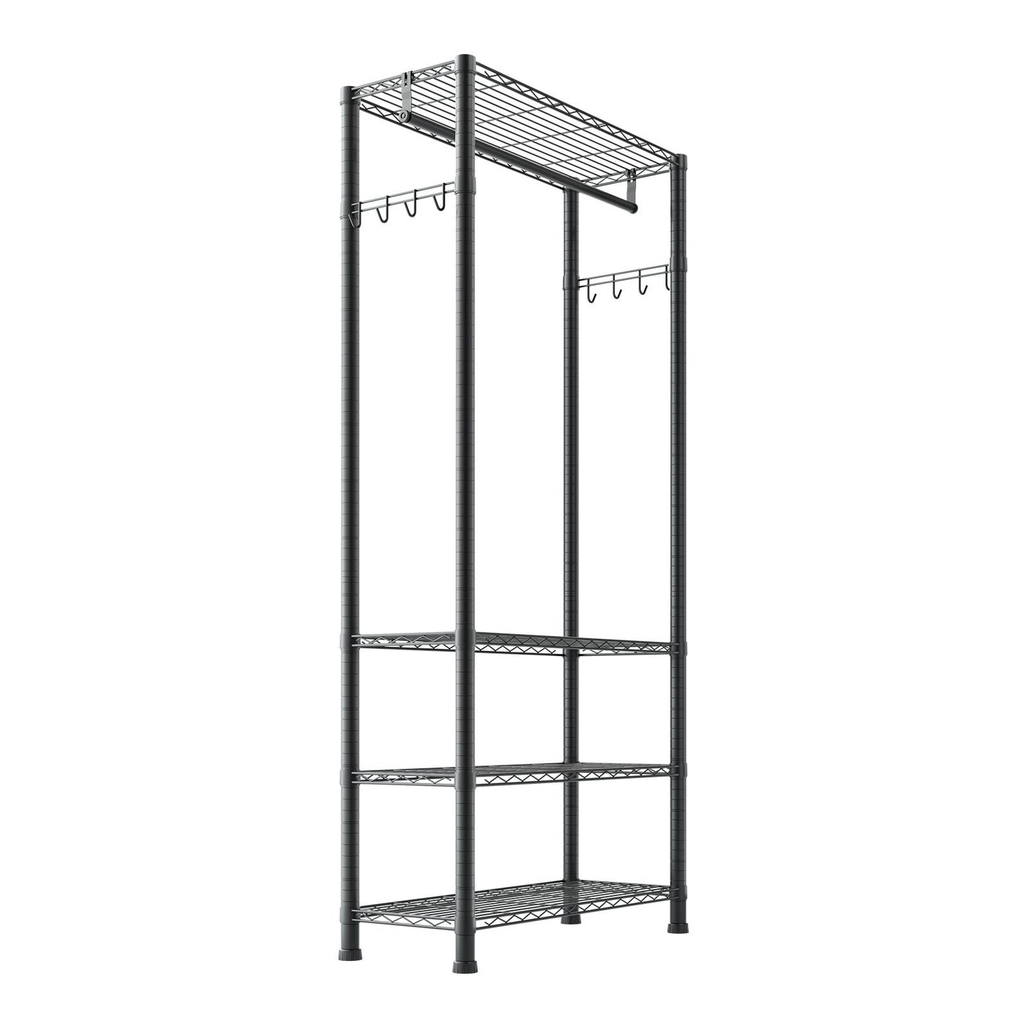 Clothing Garment Rack, Heavy Duty Clothing Garment Rack, 4 Adjustable Tiers Clothing Racks with Carbon Steel, 227 kg Load Capacity Closet Wardrobe for Bedroom, Clothing Store, Hallway