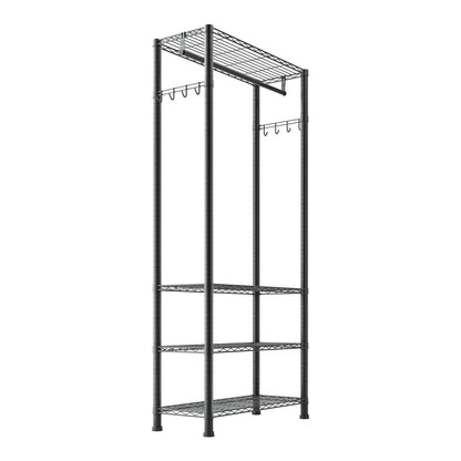 Clothing Garment Rack, Heavy Duty Clothing Garment Rack, 4 Adjustable Tiers Clothing Racks with Carbon Steel, 227 kg Load Capacity Closet Wardrobe for Bedroom, Clothing Store, Hallway
